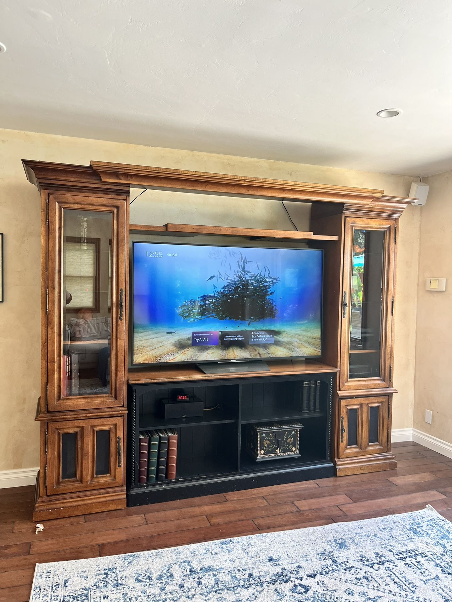 TV Console & Optional Black Bookcase (under Tv)