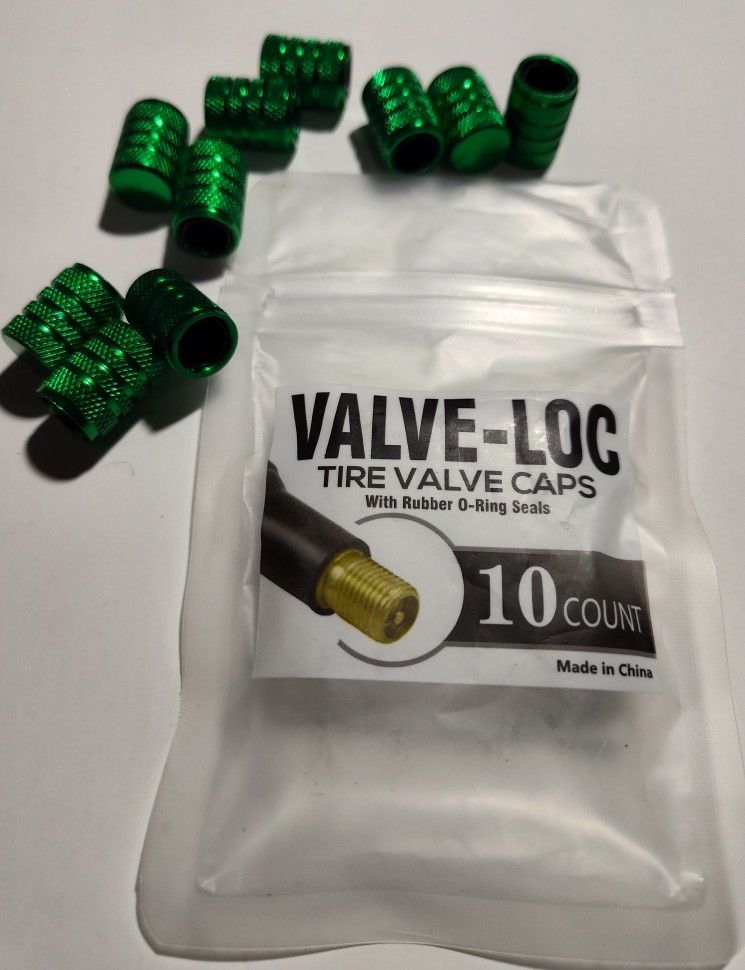 Pack Of New Valve - Loc Tire Valve Caps With Rubber O- Ring Seals 10 Count