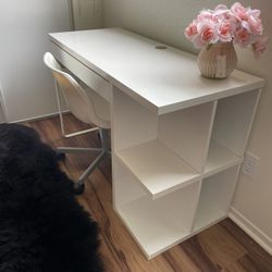 White wooden IKEA Desk with Chair 