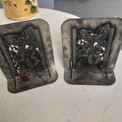 Vintage 1970s Metal Butterfly Bookends 