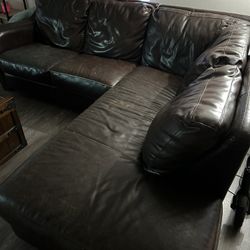 Leather Brown Couch 