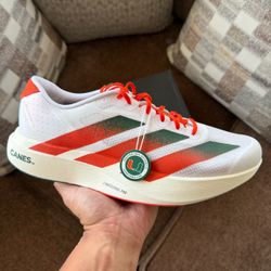 ADIDAS NCAA X ADIZERO EVO SL 'MIAMI' RUNNING SHOES SIZE 12 MEN BRAND NEW