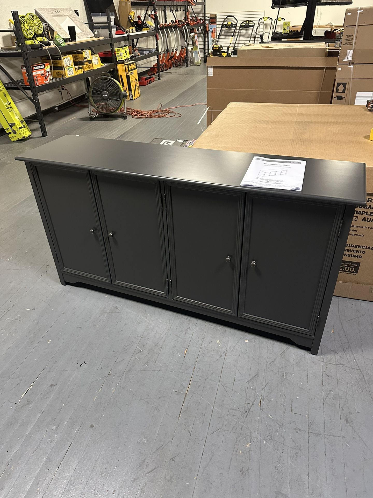 Home Decorators Collection Bradstone 4 Door Charcoal Black Storage Console