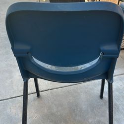 Blue Hard Plastic Chairs, Steel Legs I Have Five Chairs For Five Dollars Each