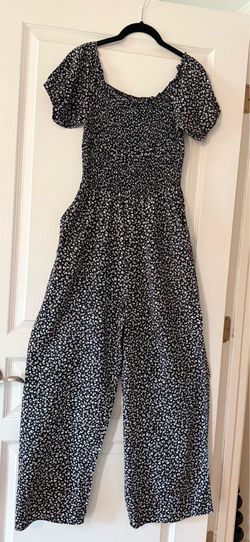 Black and white floral jumpsuit