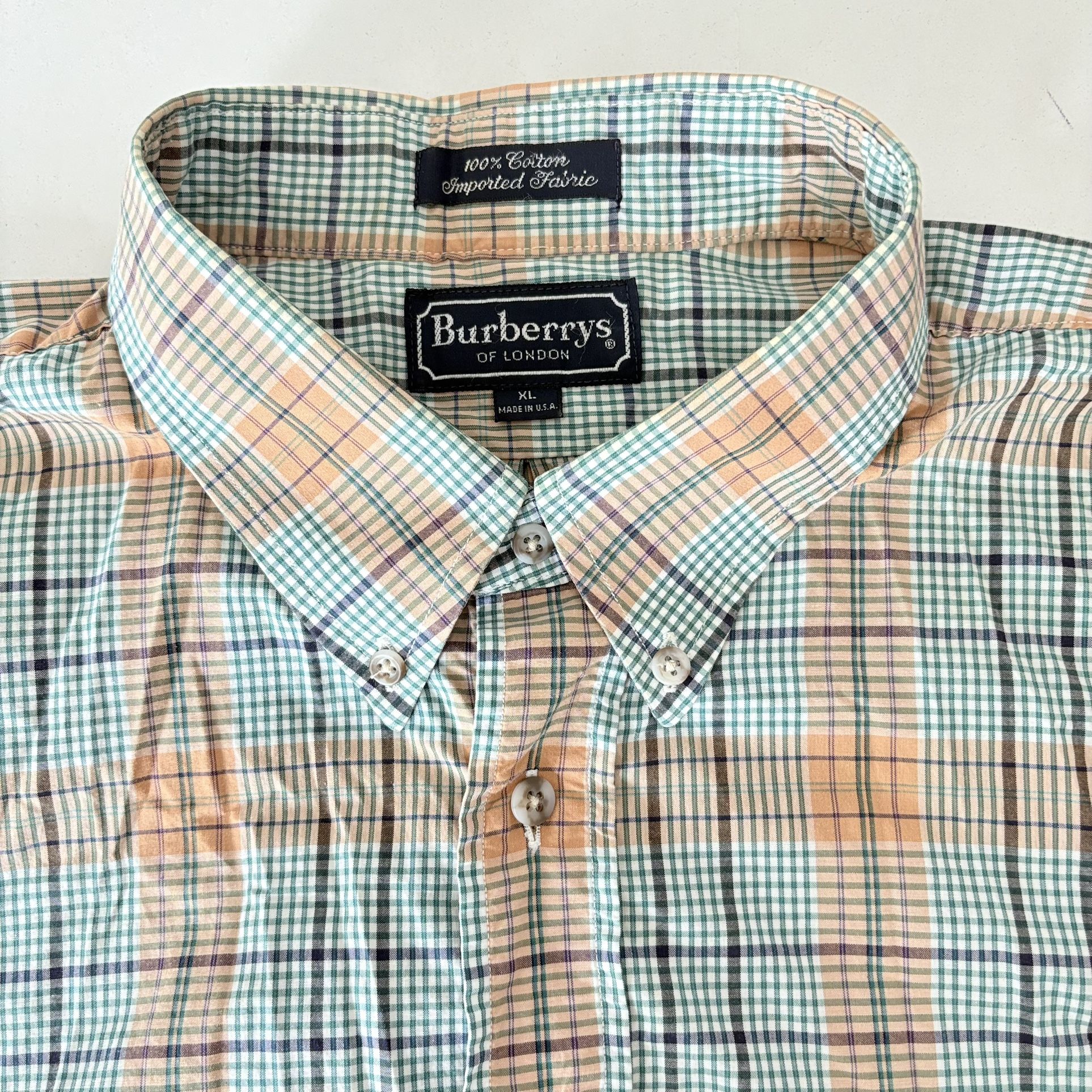 Burberrys London Short Sleeve Shirt Gingham Check Mens XL Preppy Button Down USA