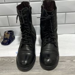 Steve Madden Women's Original Troopa Combat Boot Black Leather size 10 M