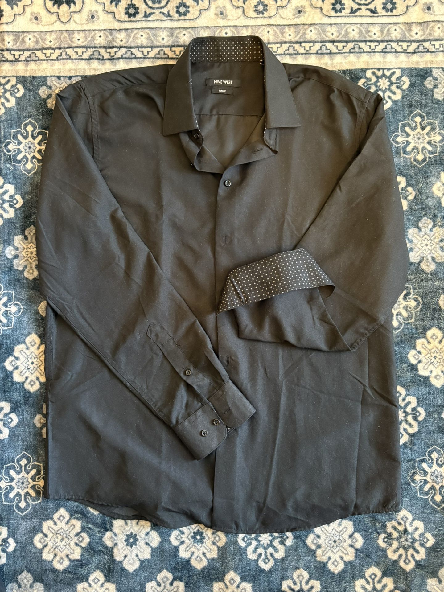 Nine West Slim Fit Black Dress Shirt
