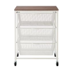 White Mesh Rolling Cart