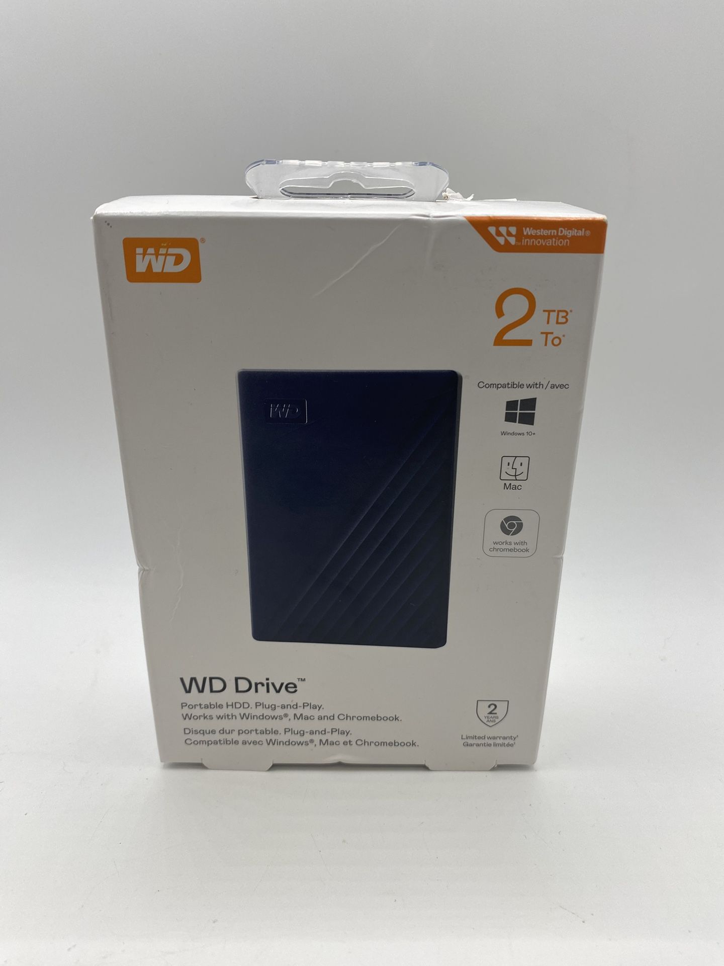 WD Drive Portable 2TB HDD External Hard Drive Windows + Mac + Chromebook  New