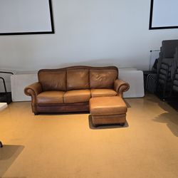 Leather Couch and Ottoman 
