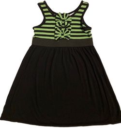 Girls Black Green Stripe Retro Dress Size 5 Bows 80s Inspire Neon Party Colorful