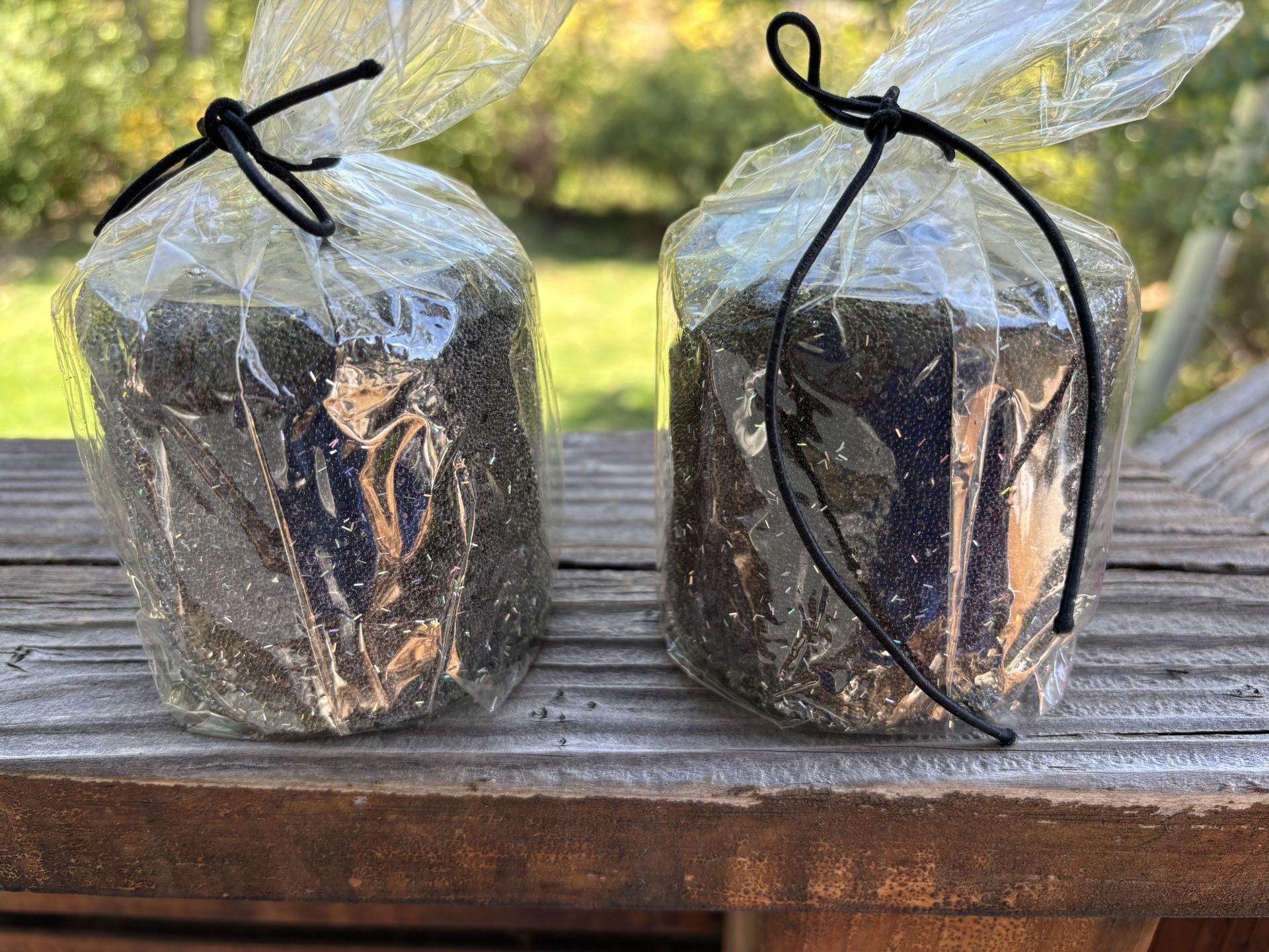 Pottery Barn NWOT Black Sparkle Halloween 3x3” Pillar Candles