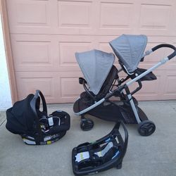 Graco Double Stroller with Carseat and Base