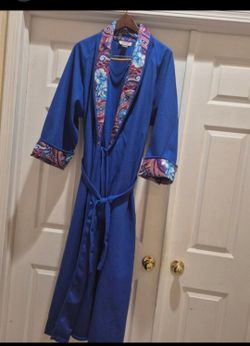 Women's VTG Robe by Exclusively Yours Royal Blue Long Sleeve Full Length Large