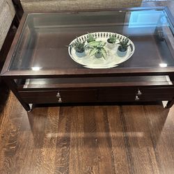 Wood Coffee Table & 2 End Tables