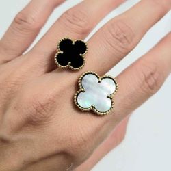 Gold With Pearls Floral Flower Cuff Between Fingers Ring Size 8 9 10