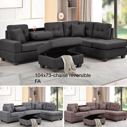 $485 sectional couch with ottoman