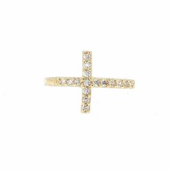 Woman’s Ladies 10m Yellow Gold CZ Cubic Zirconia Cross Ring Size 6.5 GP3137552
