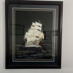 Sail Ship Painting Original Done By Hand With Silk 