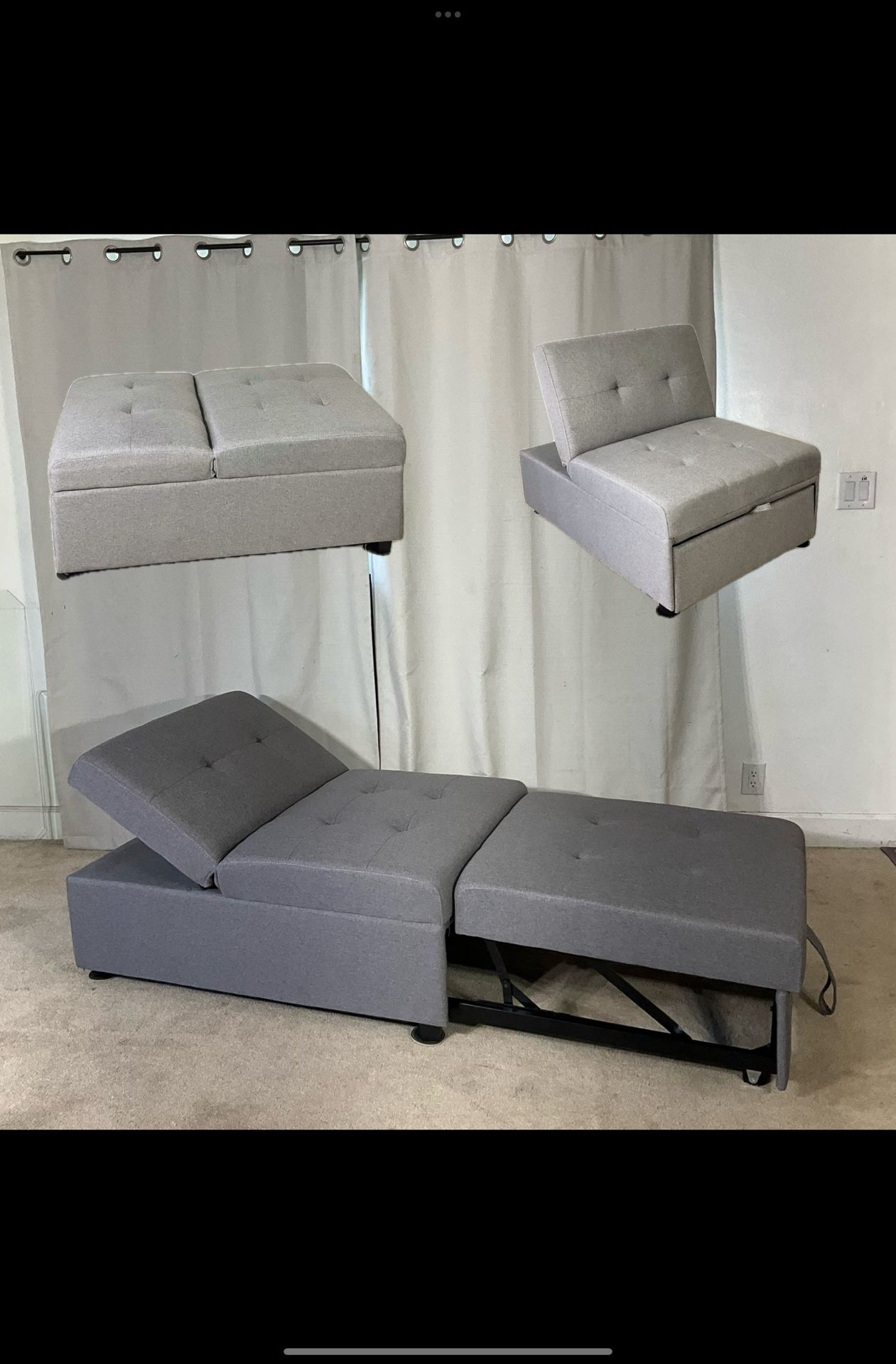 Pull Out Sleeper Chair / 3 In 1 Adjustable Sleeper Sofa / Convertible Folding Sofa Bed / Sofa-Cama Doblable