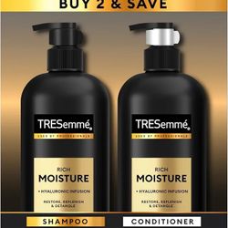 2 Pcs Box TRESemmé Rich Moisture Shampoo and Conditioner 2 Count Rich Moisture for Dry Hair Formulated With Vitamin E and Biotin 28 oz