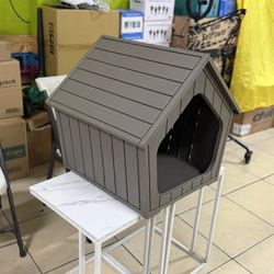 Roof Coffee Resin Weatherproof Pet House - Indoor & Outdoor, Ventilated, Easy Clean/Assemble, Ideal for Small Dogs