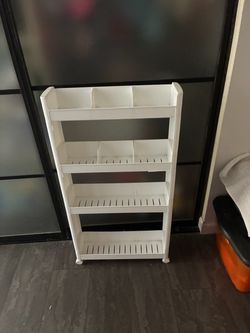 White Slim 4-Tier Rolling Storage Rack