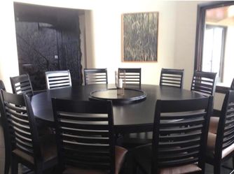 Large Round Dining Table with 12 Chairs