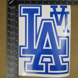 Dodgers LA (Border) Vinyl Decal - Blue, White, Black
