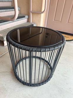 Black round table