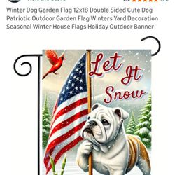 Winter Dog Garden Flag 12x18 Double Sided Cute Dog Patriotic Outdoor Garden Flag Winters Yard Decoration Seasonal Winter House Flags Holiday Outdoor