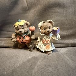 vintage Halloween teddy bear figurines