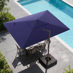 2224c 9x12 FT Cantilever Patio Umbrella, Large Rectangular Offset Outdoor Umbrella with 360° Rotation, Heavy Duty Shade Umbrella for Garden Backyard D