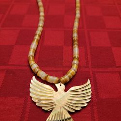Carved Mother of Pearl Choker Shell Bird Necklace 