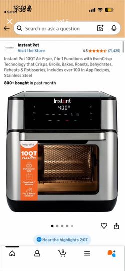Instant Pot 10QT Air Fryer Oven