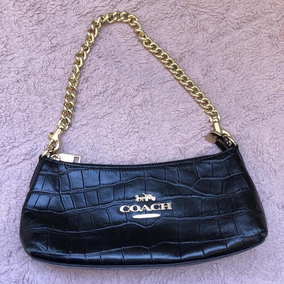 Coach Black Charlotte Shoulder Bag with Gold Chain Strap