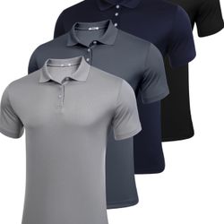 Brandnew 4pk Men's Golf Polo Shirts Multipacks Quick Dry Short Sleeve Collared Shirt Summer Casual Polo Shirts for Men-Medium 