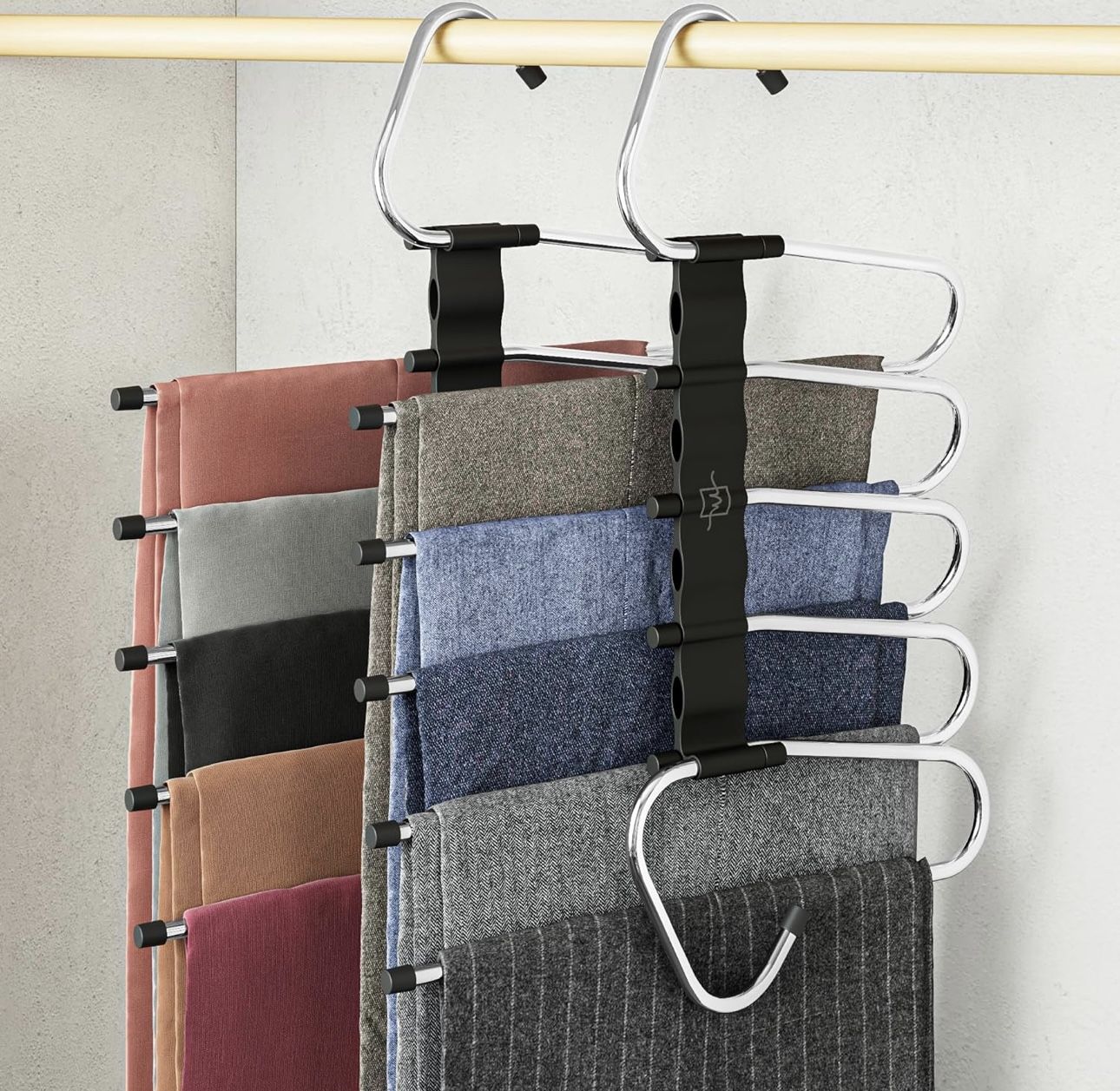 Brand New Set of 2 Space Saving Pant Hangers (still sealed in box !)