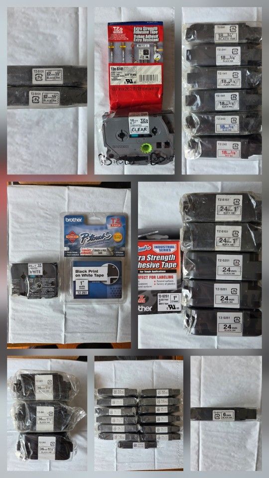 Lot of 35 Brother TZ Label Maker Tape Cartridges