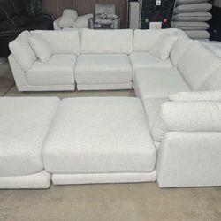 Dayna by Aiden & Ivy 7 Piece Fabric Modular Sectional Light Gray