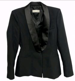 Up for sale is a stylish Zara Women's Black Satin Shawl Lapel Tuxedo Blazer in S