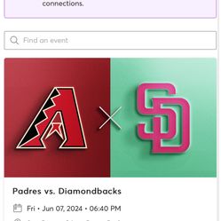 Padres Ticket Vs Diamondbacks TONIGHT 06/07