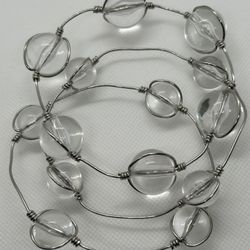 Set Of 3 Silver Bracelets w/ Clear Marble Beads