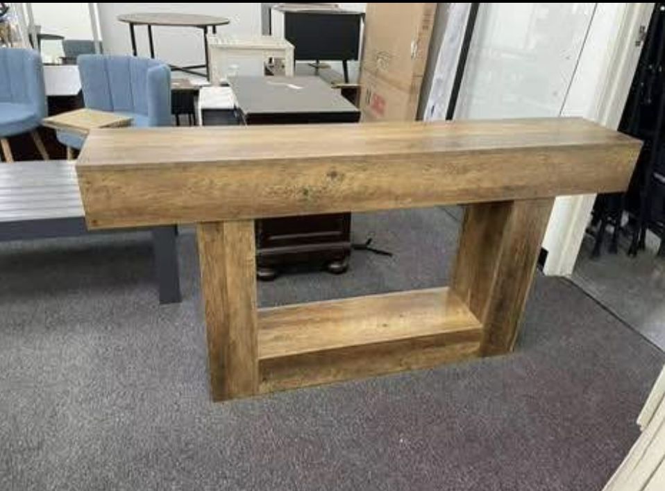 Newly Assembled 63" Console Table 2-Tier Entryway Table w/ U-Shaped Base TV Stand