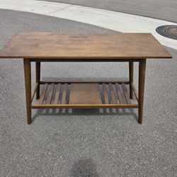 Mid Century Modern Walnut Console Table / Entryway Sofa Table w Shelf