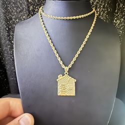 10k Simi Solid Rope Chain with Pendant🔥