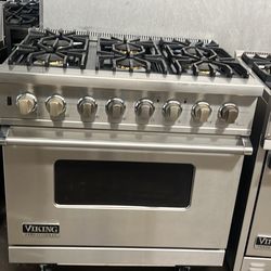 Viking 36”Wide Dual Fuel Range Stove Stainless Steel 6Burners 