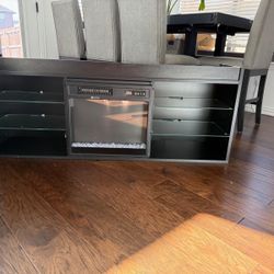 Black TV Console With Fireplace