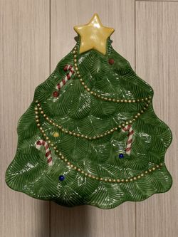 Christmas Tree shaped ceramic dish 12”H